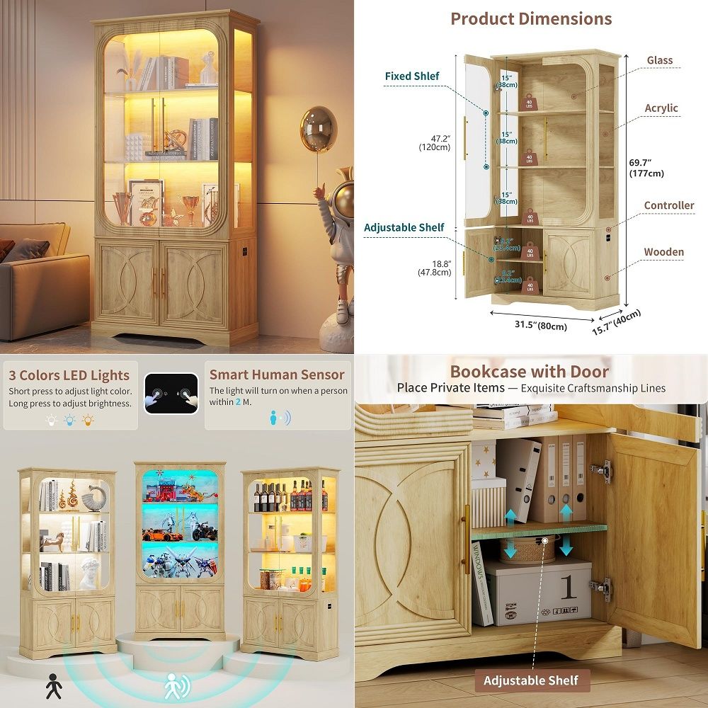 Collectible & Vintage Dolls For Wedding - Lemari Pajangan dengan Pintu Kaca dan