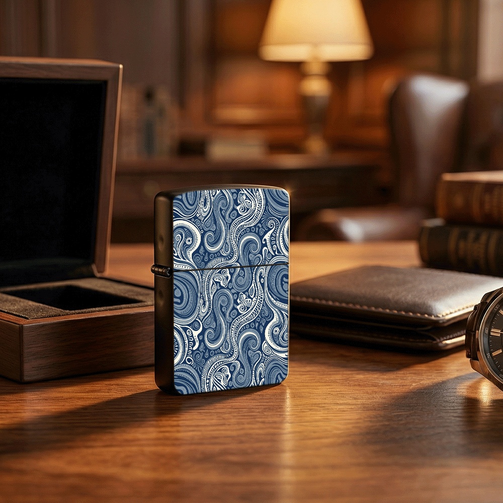 Vintage Collectible Lighters - Pemantik Api Flip Top Biru Motif